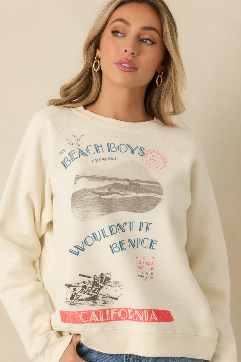 The Beach Boys Wouldn't It Be Nice Ivory Vintage Raglan Sweatshirt