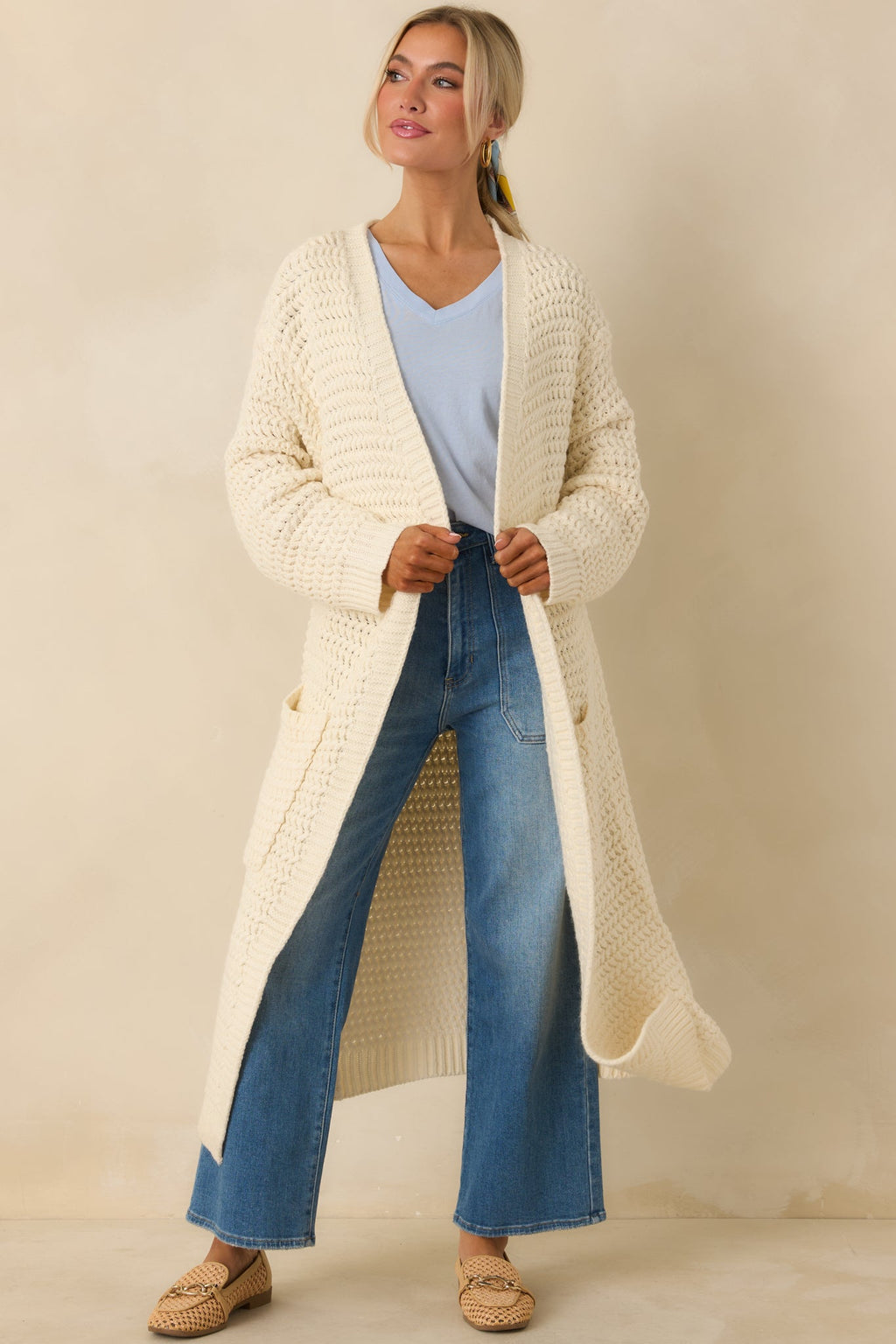Made For More Cream Knit Duster Cardigan