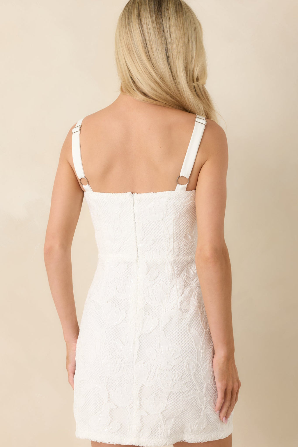 Here, In the Moment Ivory Lace Sleeveless Mini Dress