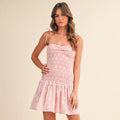 Klesis Polka Dot Smocked Drop Waist Mini Dress