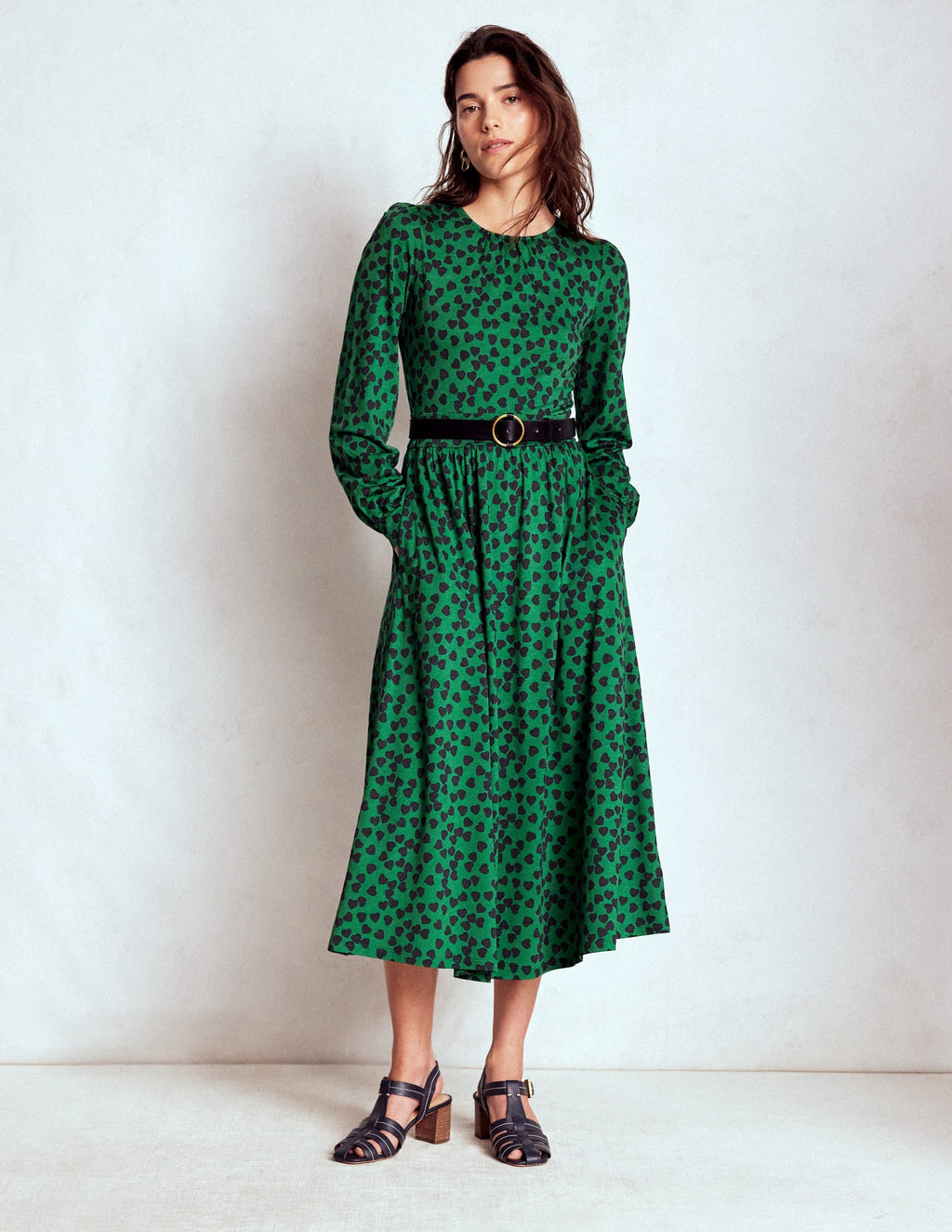 Alexandra Jersey Midi Dress-French Navy, Heart Cascade
