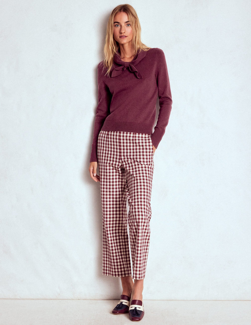 Knitted Bow Sweater-Deep Wisteria