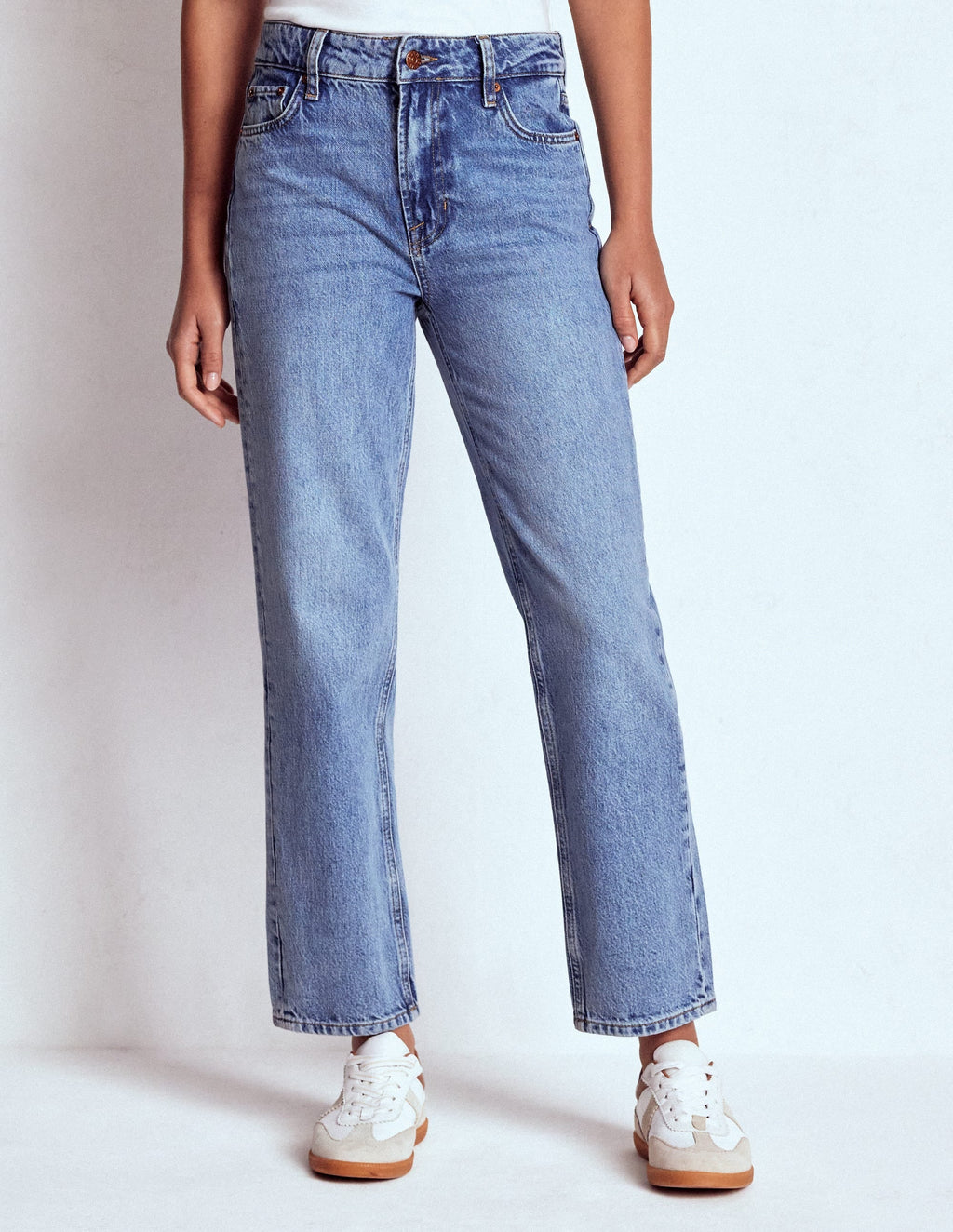 High Rise Straight Leg Jeans-Light Vintage
