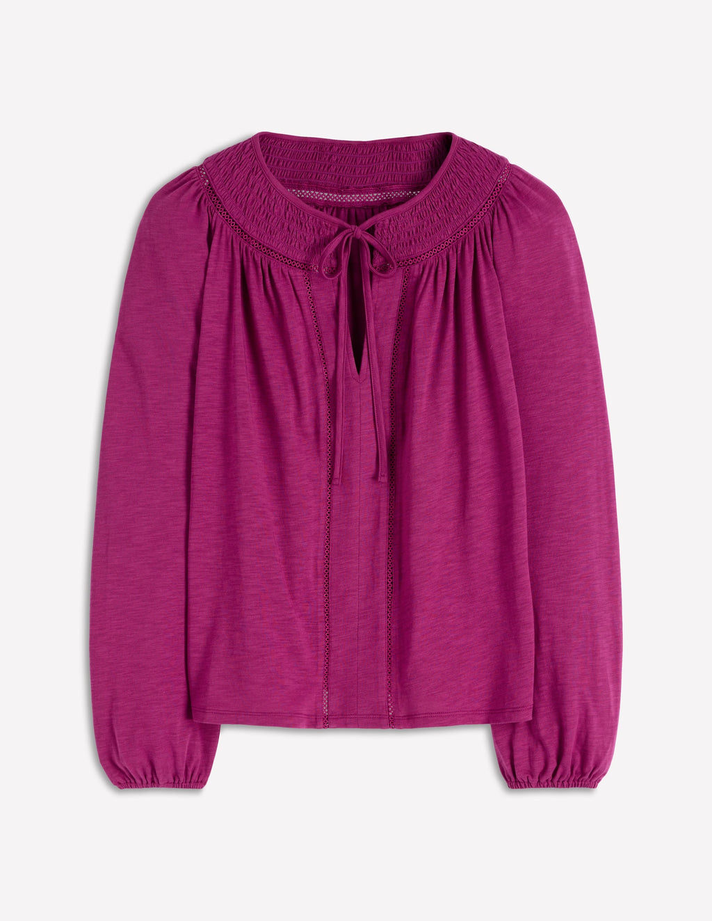 Georgia Smocked Jersey Top-Rich Magenta