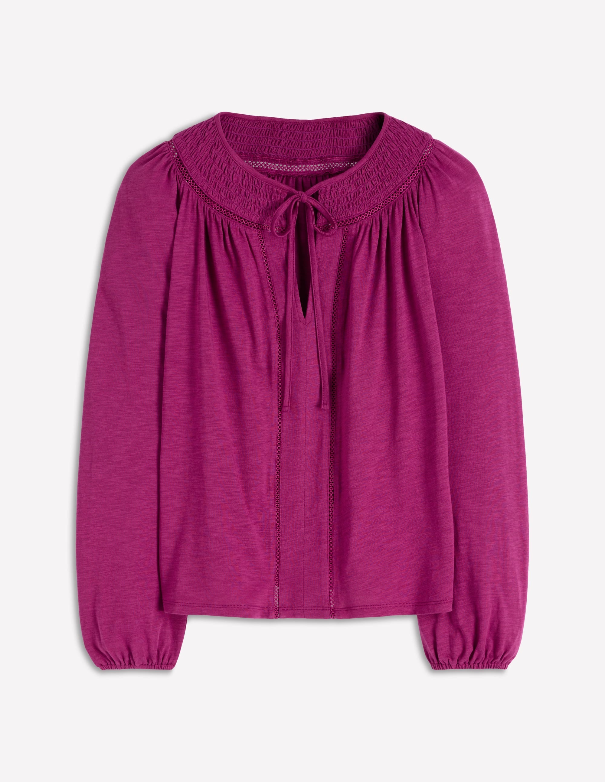 Georgia Smocked Jersey Top-Rich Magenta