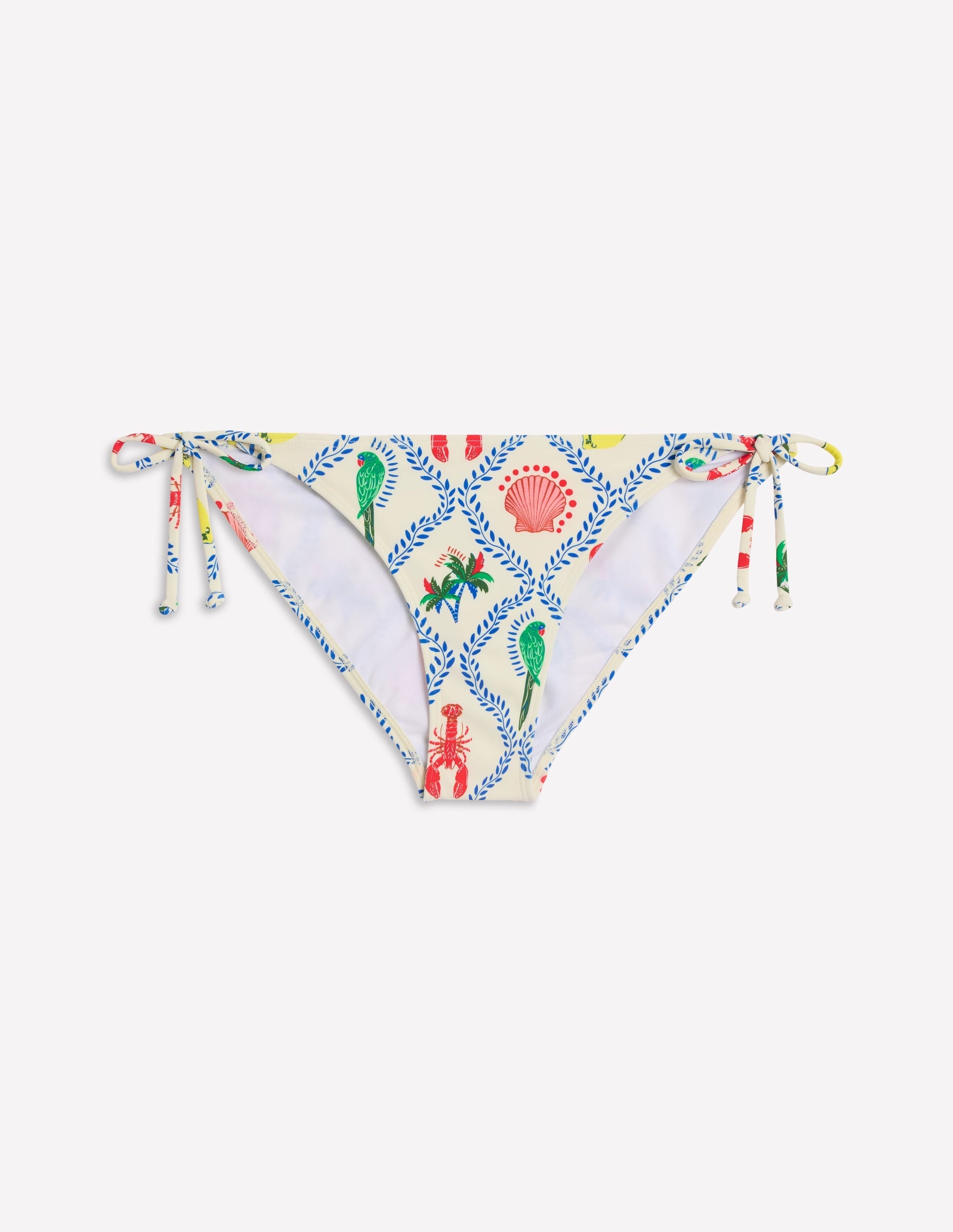 Symi String Bikini Bottoms-Ivory Tropical Bonanza Vine