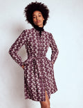 Bre Cord Short Dress-Dark Cherry, Swooping Swallow