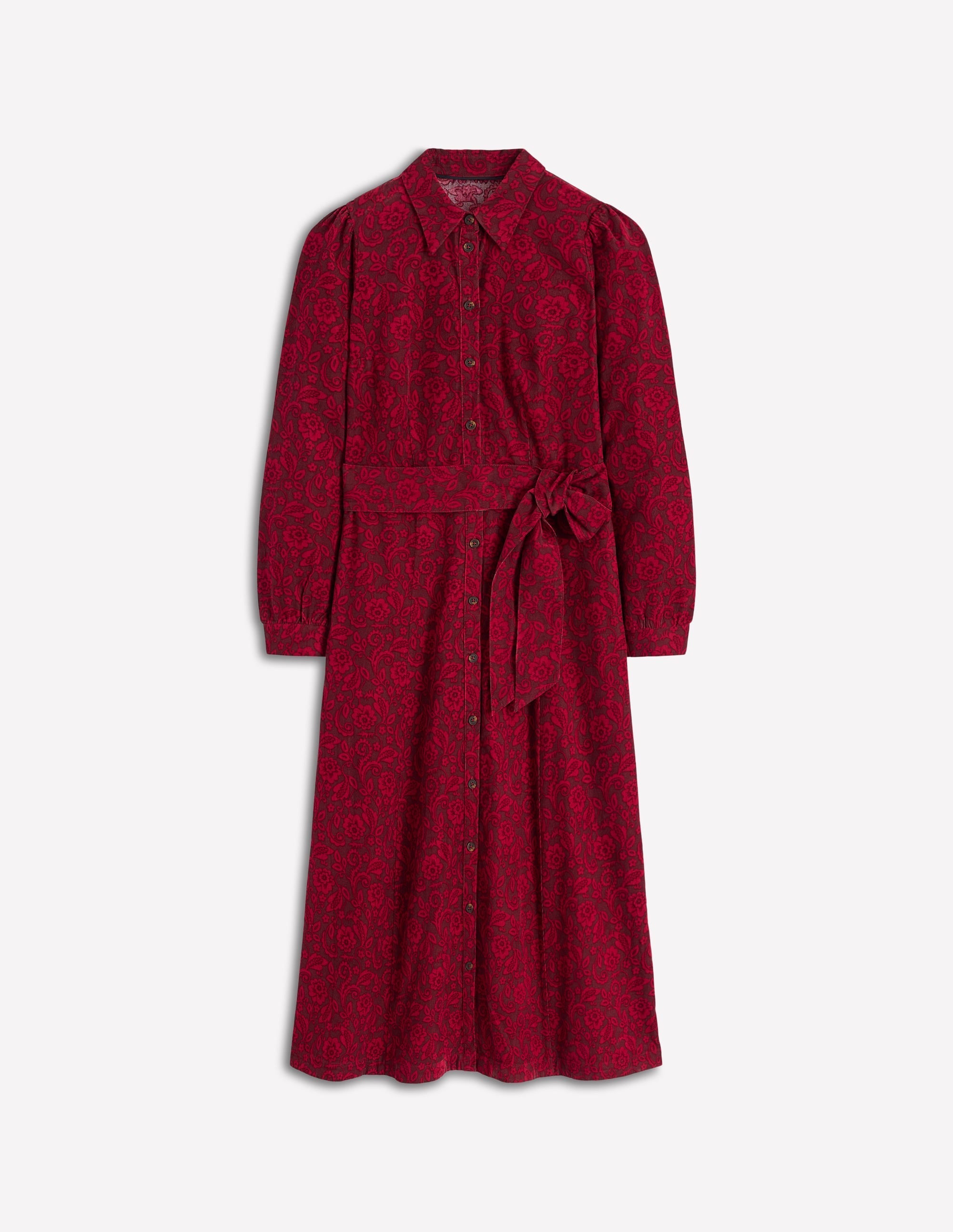 Clara Cord Midi Dress-Red Liquorice, Ornate Flora