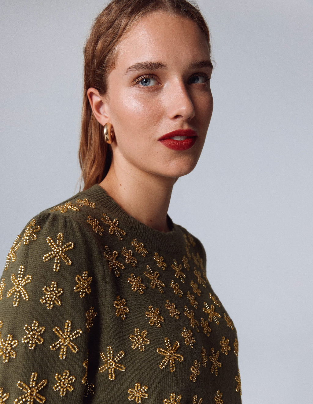 Elizabeth Embellished Sweater-Leaf Green