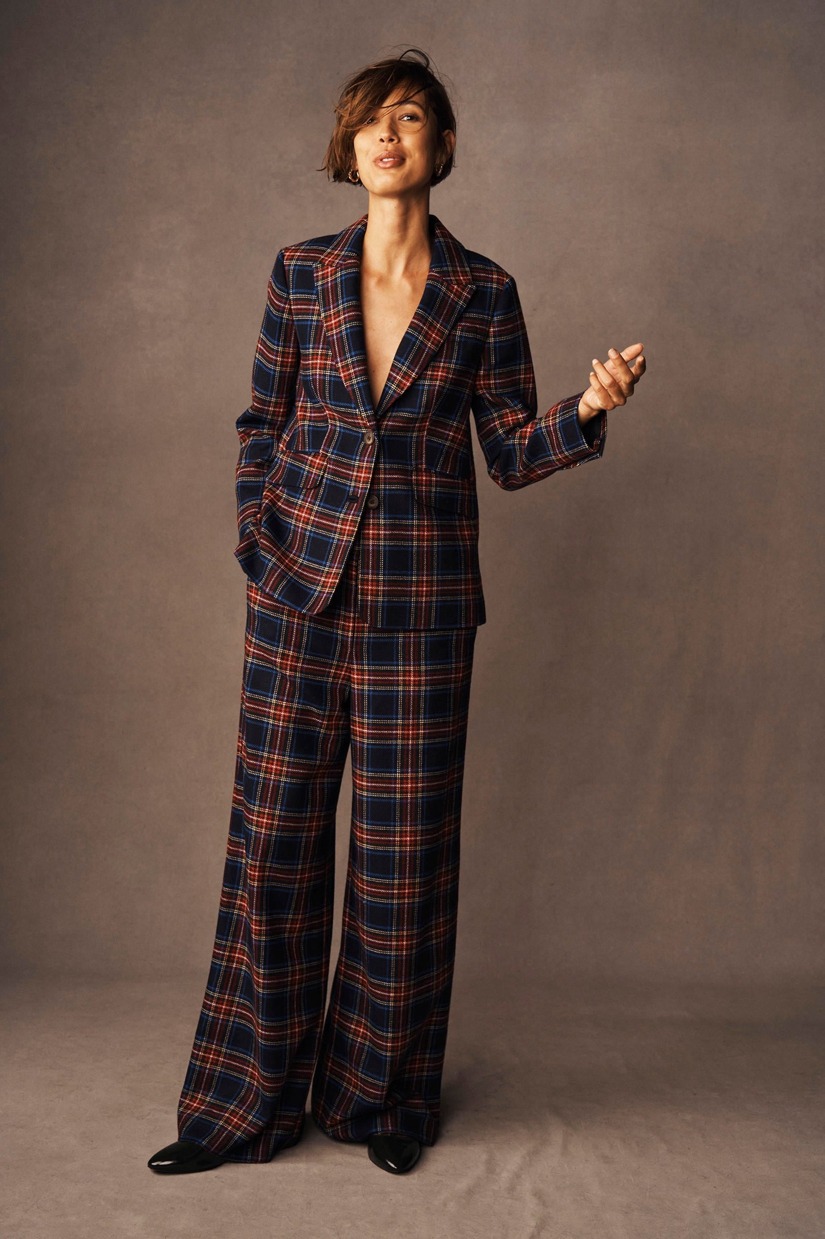 Belgravia Wool Blend Pants-Navy, Green and Red Check