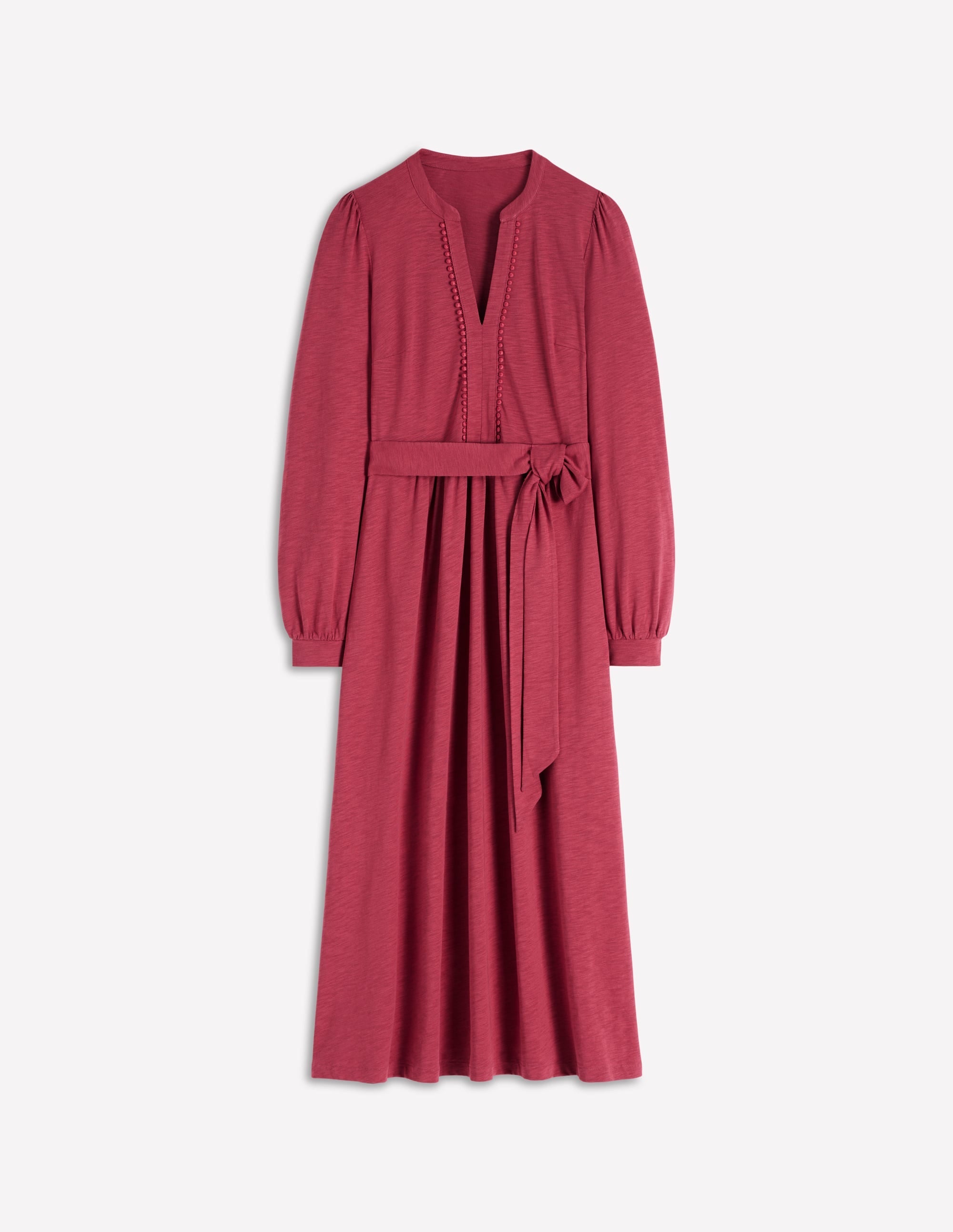Naomi Long Sleeve Jersey Dress-Terracotta Red