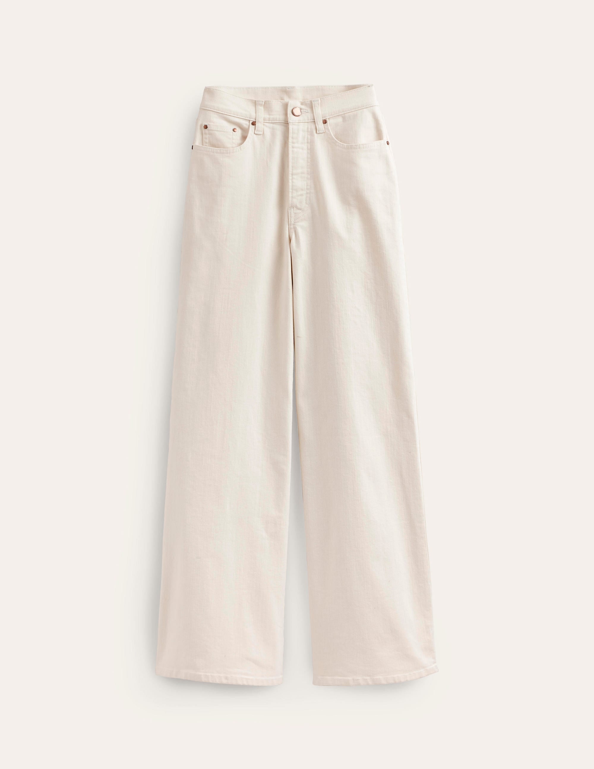 High Rise Wide Leg Jeans-Ecru
