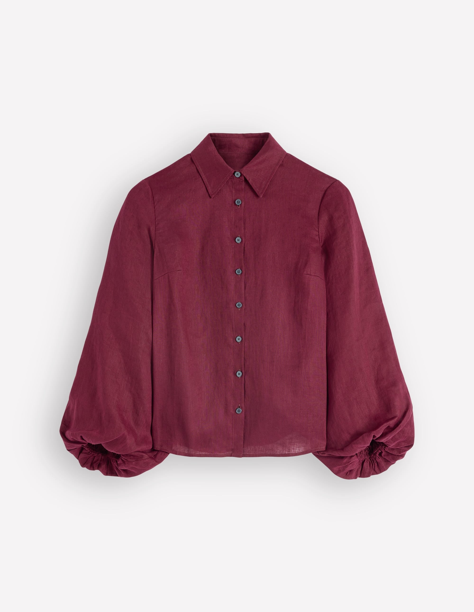 Puff Sleeve Linen Shirt-Deep Wisteria