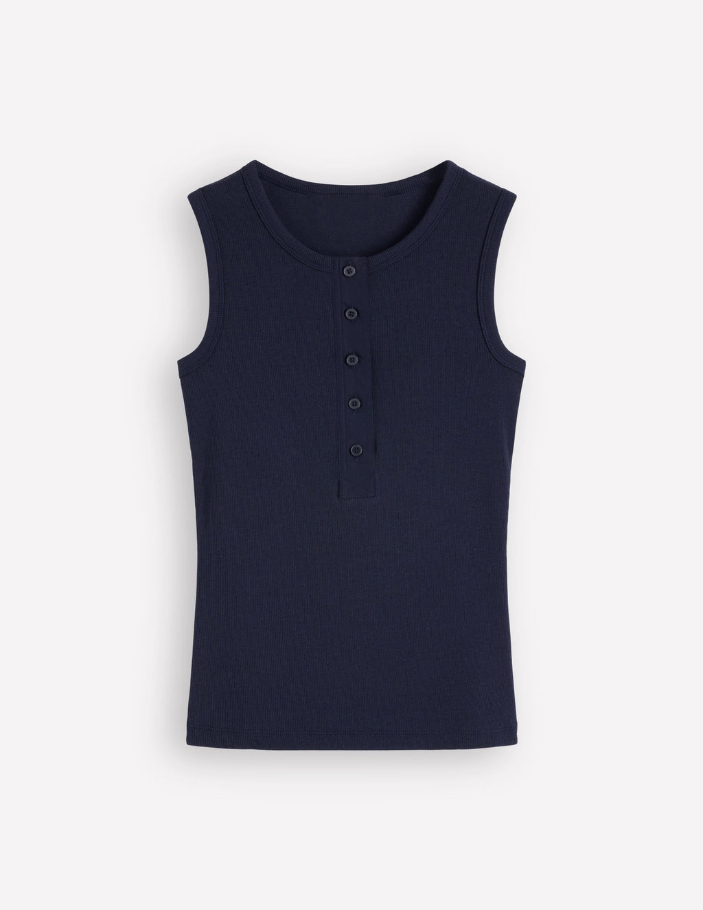 Crew Neck Henley Tank-Navy