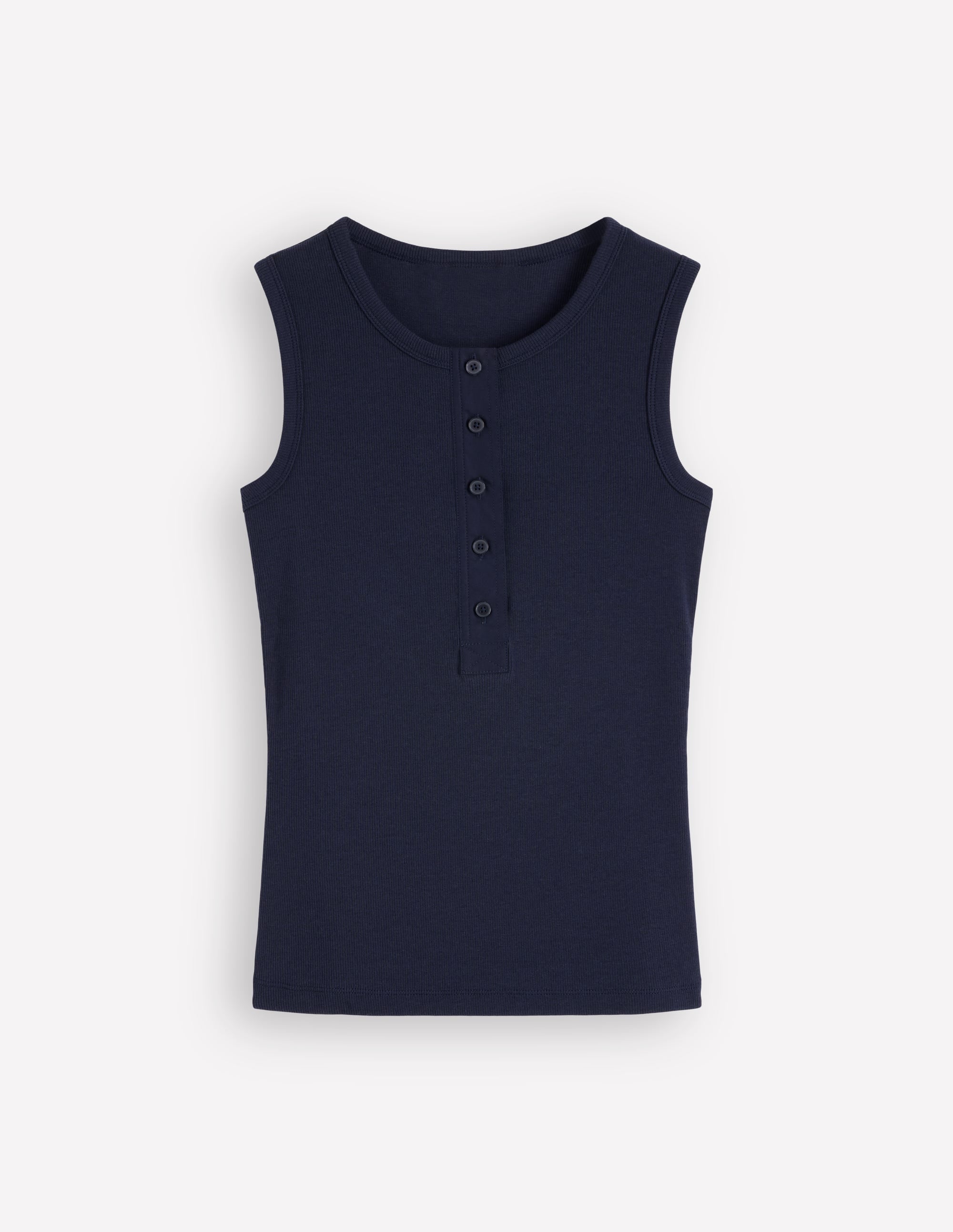 Crew Neck Henley Tank-Navy
