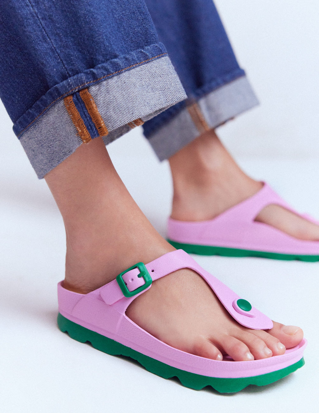 Lyla Toe Post Sandals-Pink/Green
