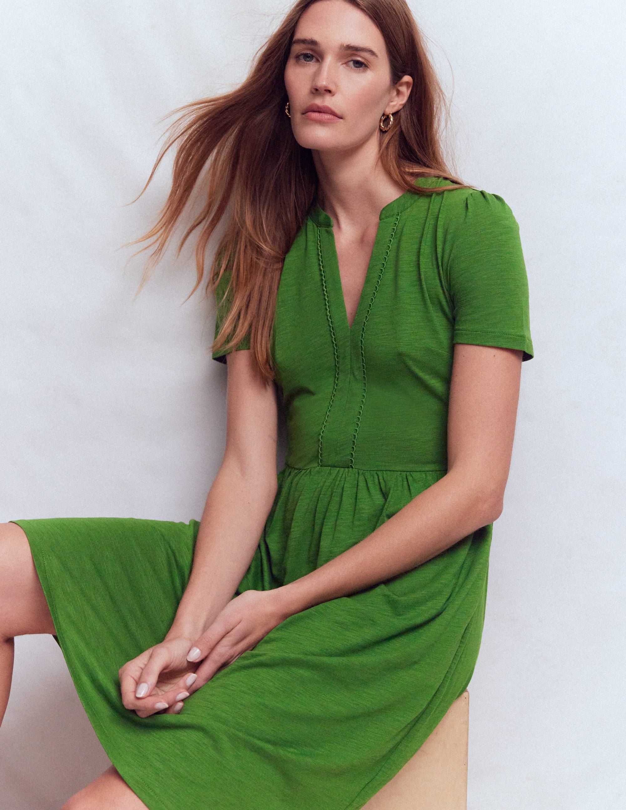 Naomi Short Sleeve Dress-Promenade Green
