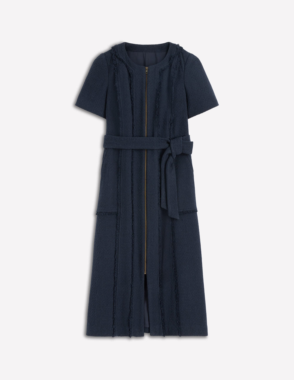 Ruth Zip Texture Dress-Navy