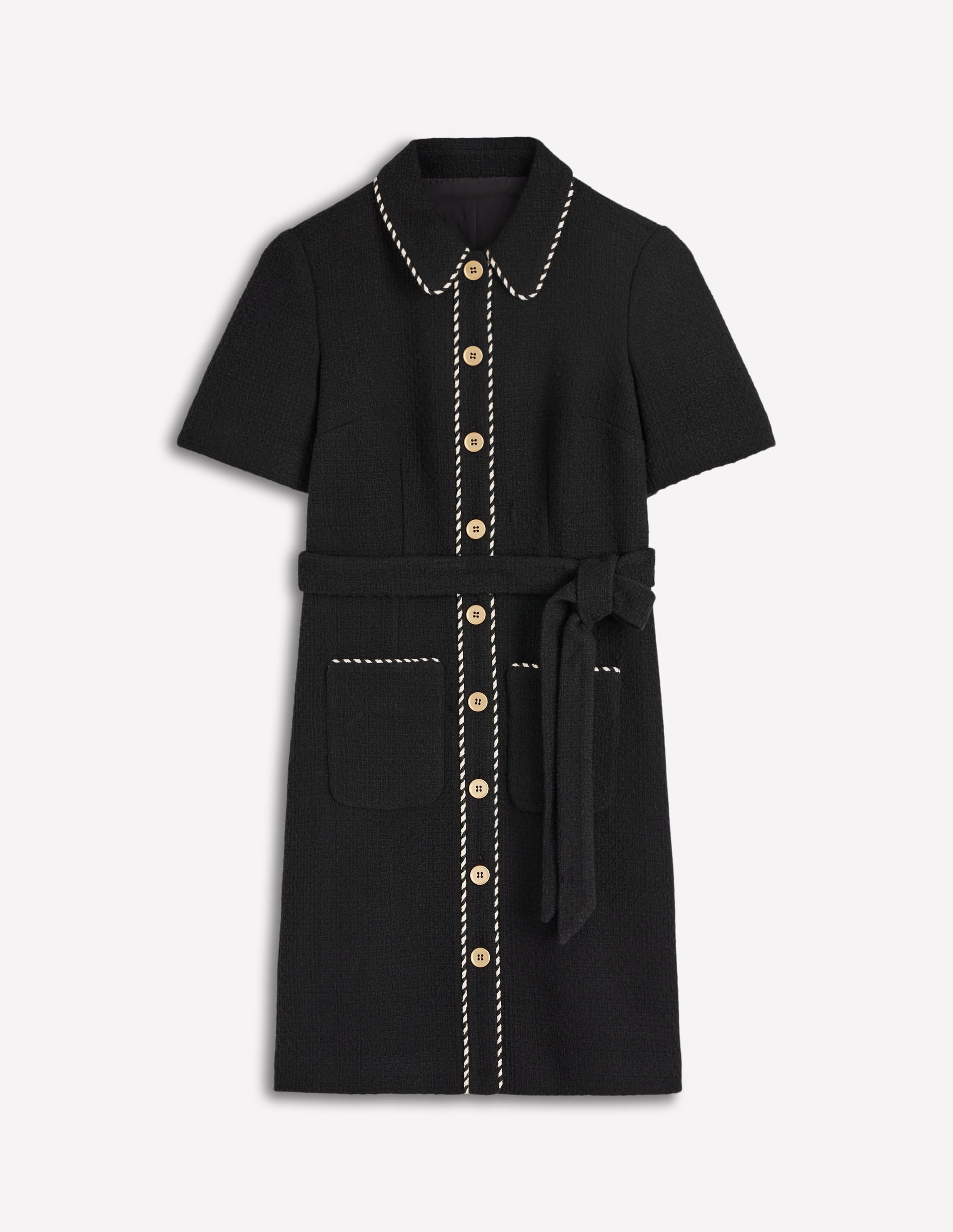 Loren Trim Short Dress-Black