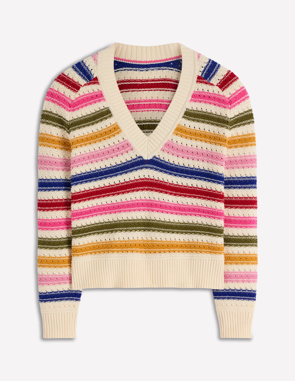 Maeve Textured Cotton Jumper-Multi Stripe
