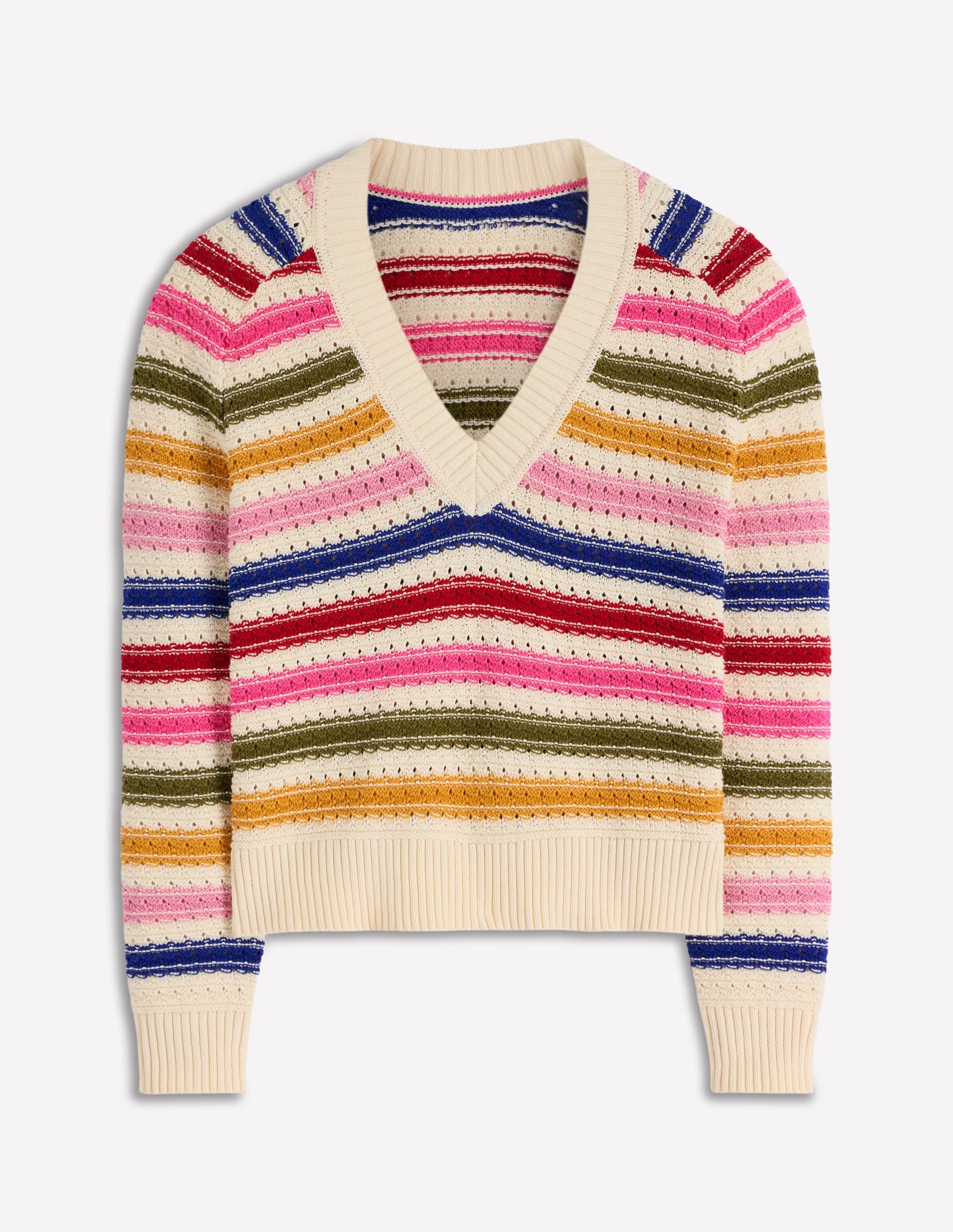 Maeve Textured Cotton Jumper-Multi Stripe