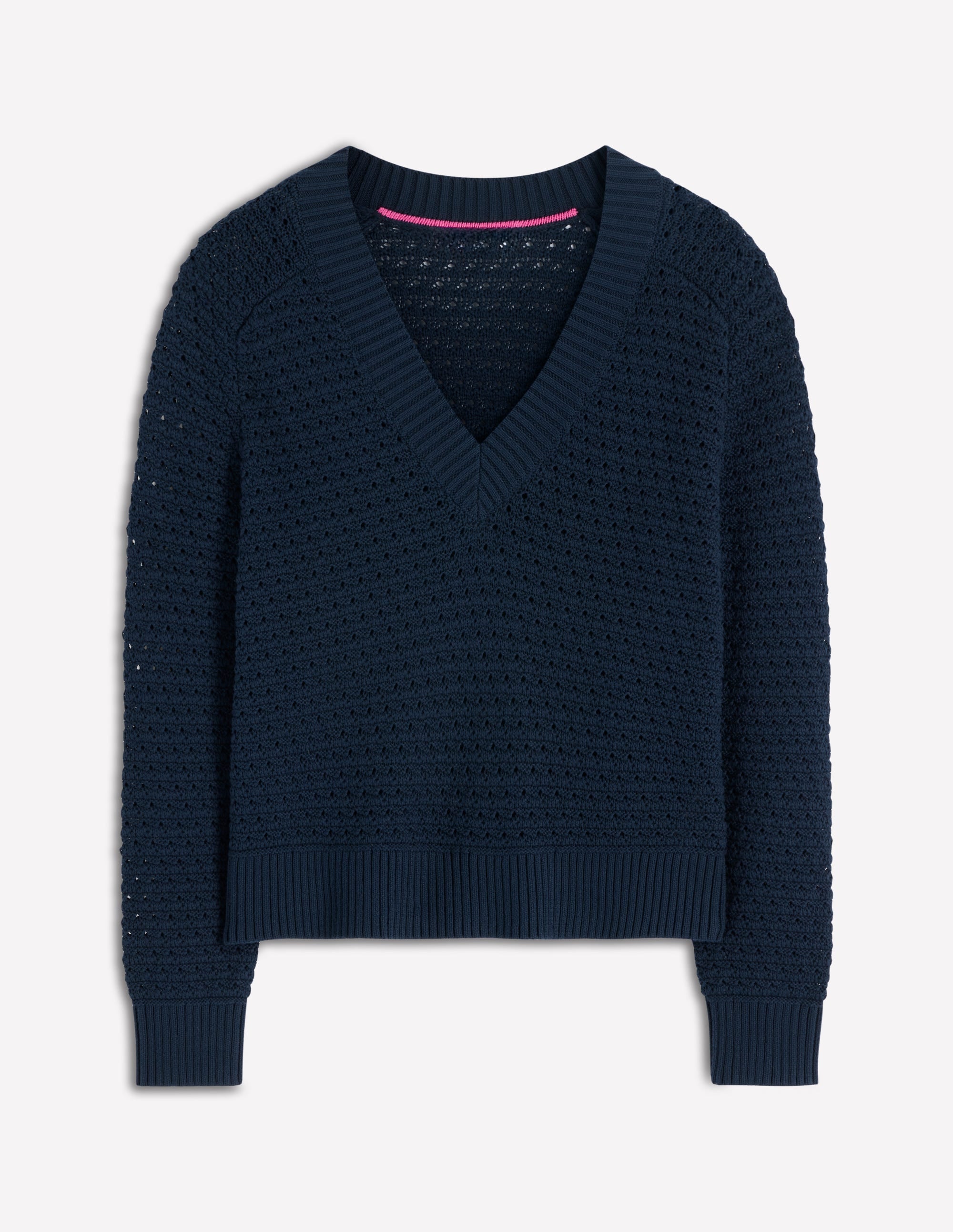 Maeve Textured Cotton Jumper-Navy