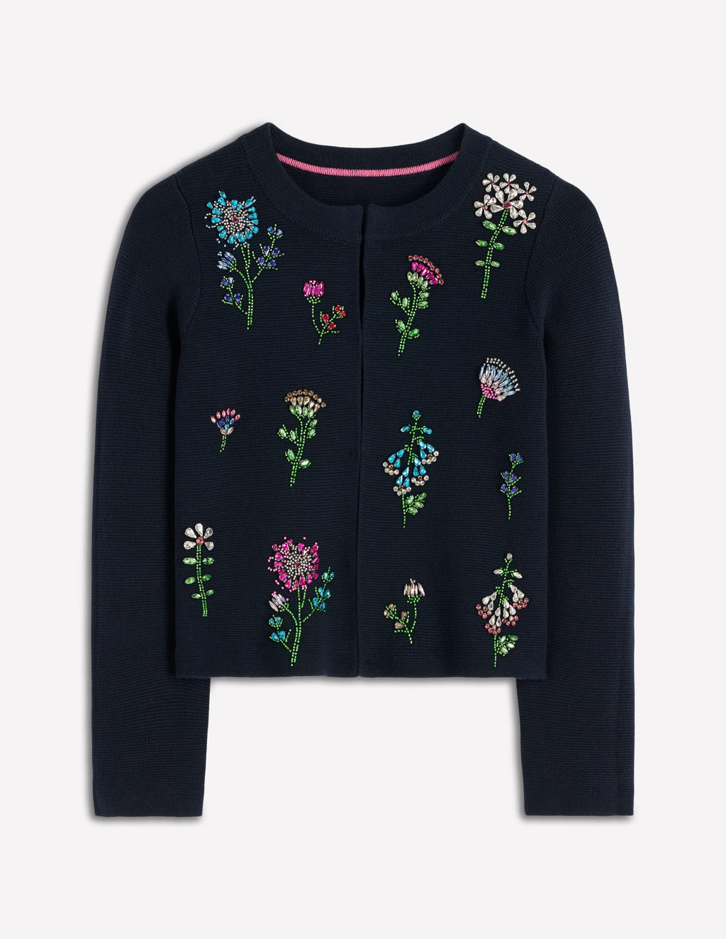 Embellished Knit Cardigan-Navy