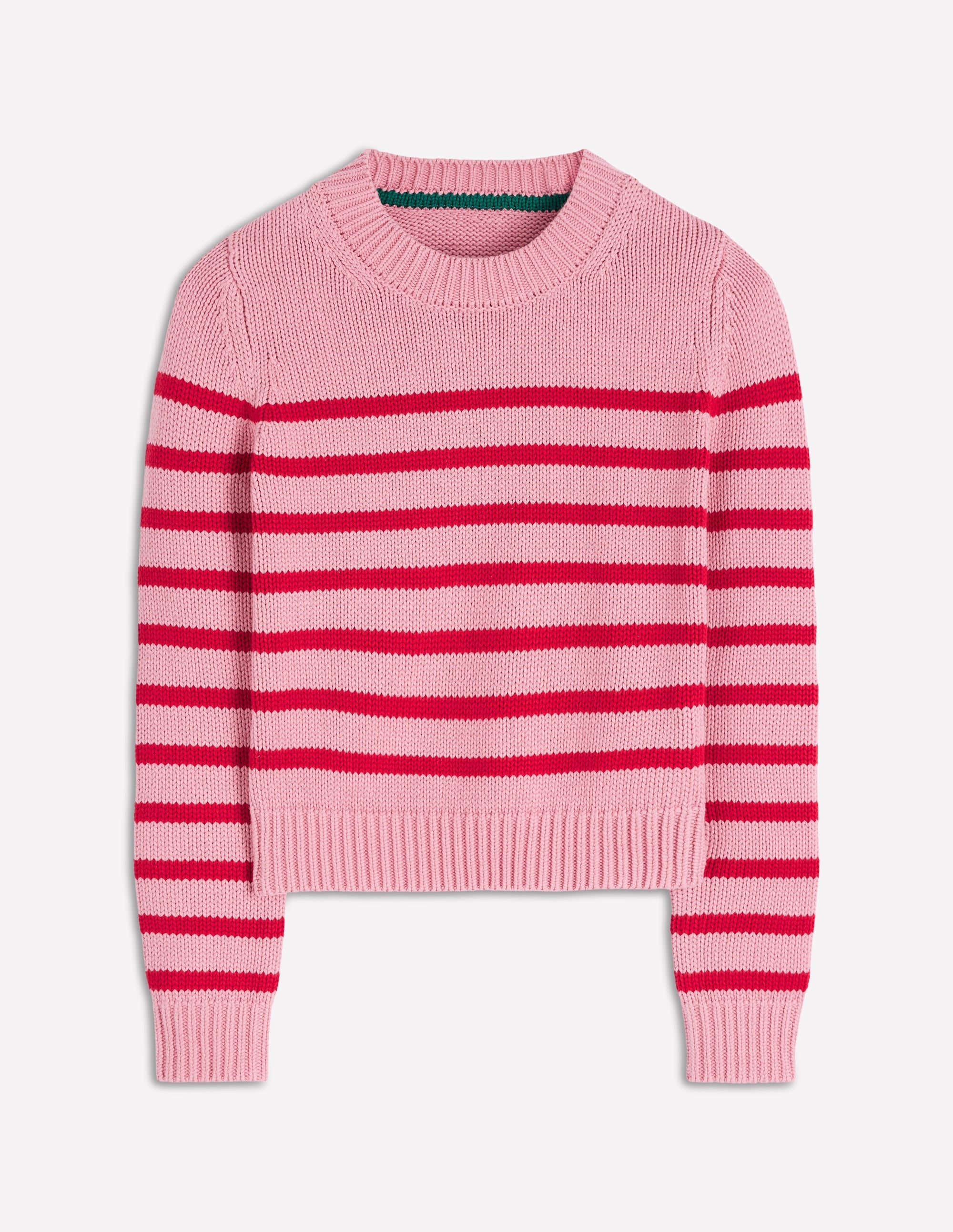 Lucy Chunky Cotton Sweater-Pink/ Red