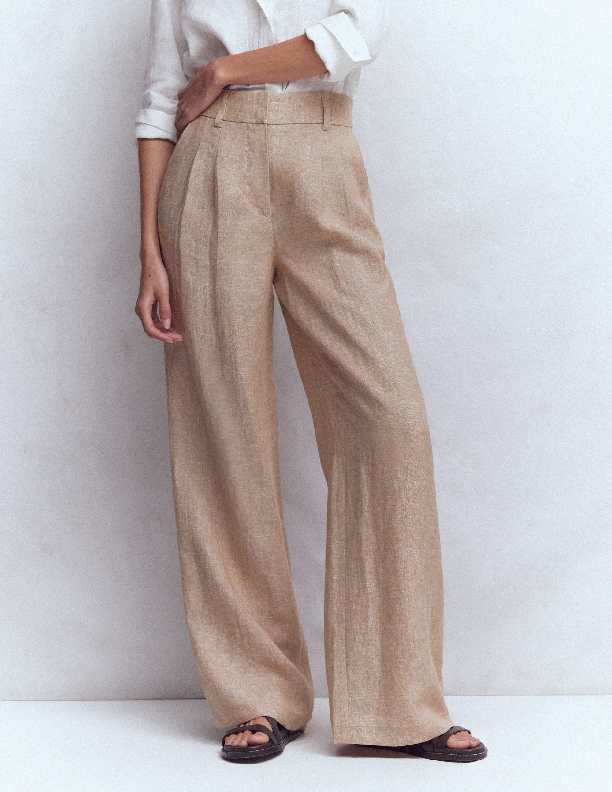 Kensington Linen Pants-Cappuccino Chambray