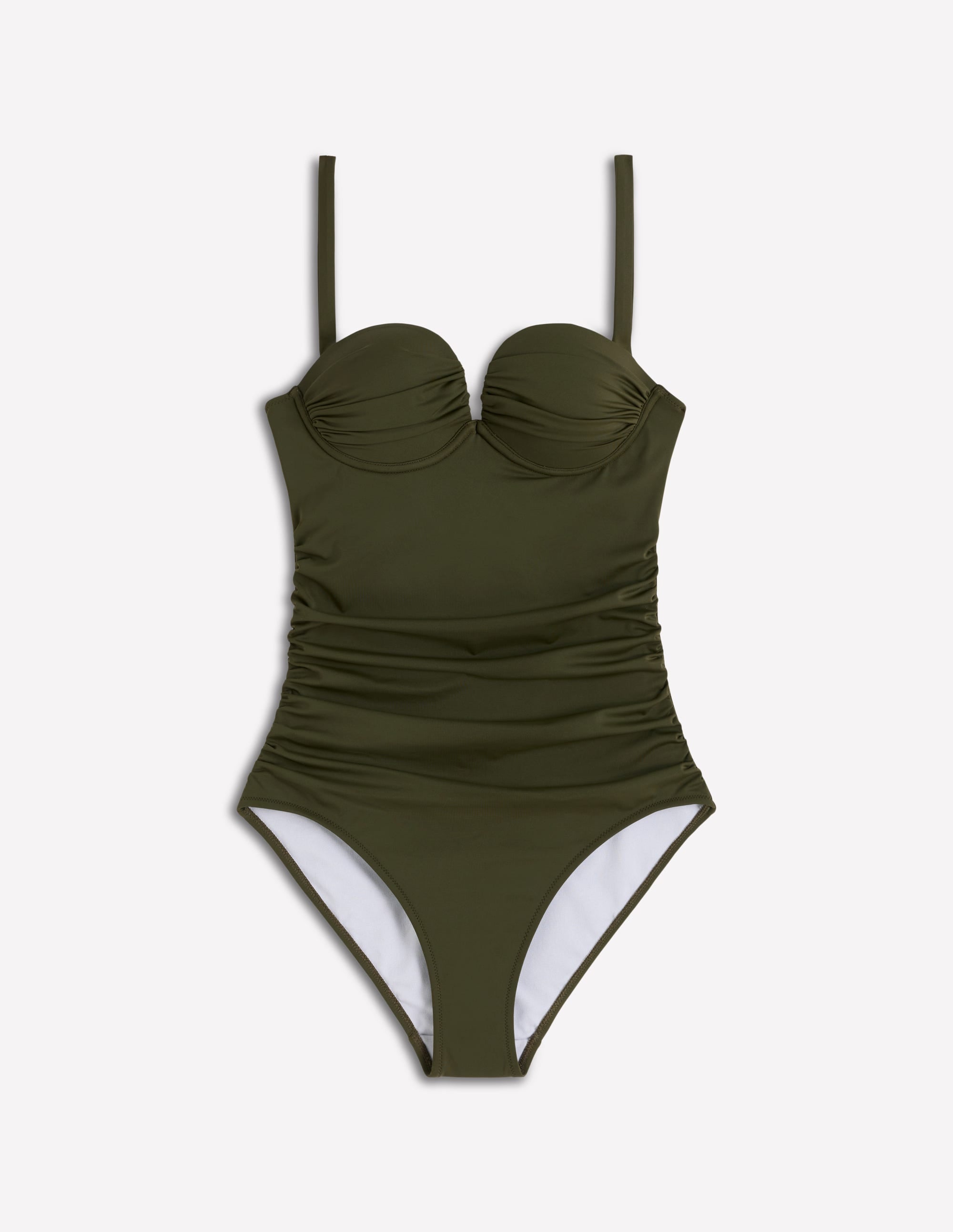 Pleated Cup Swimsuit-Olive