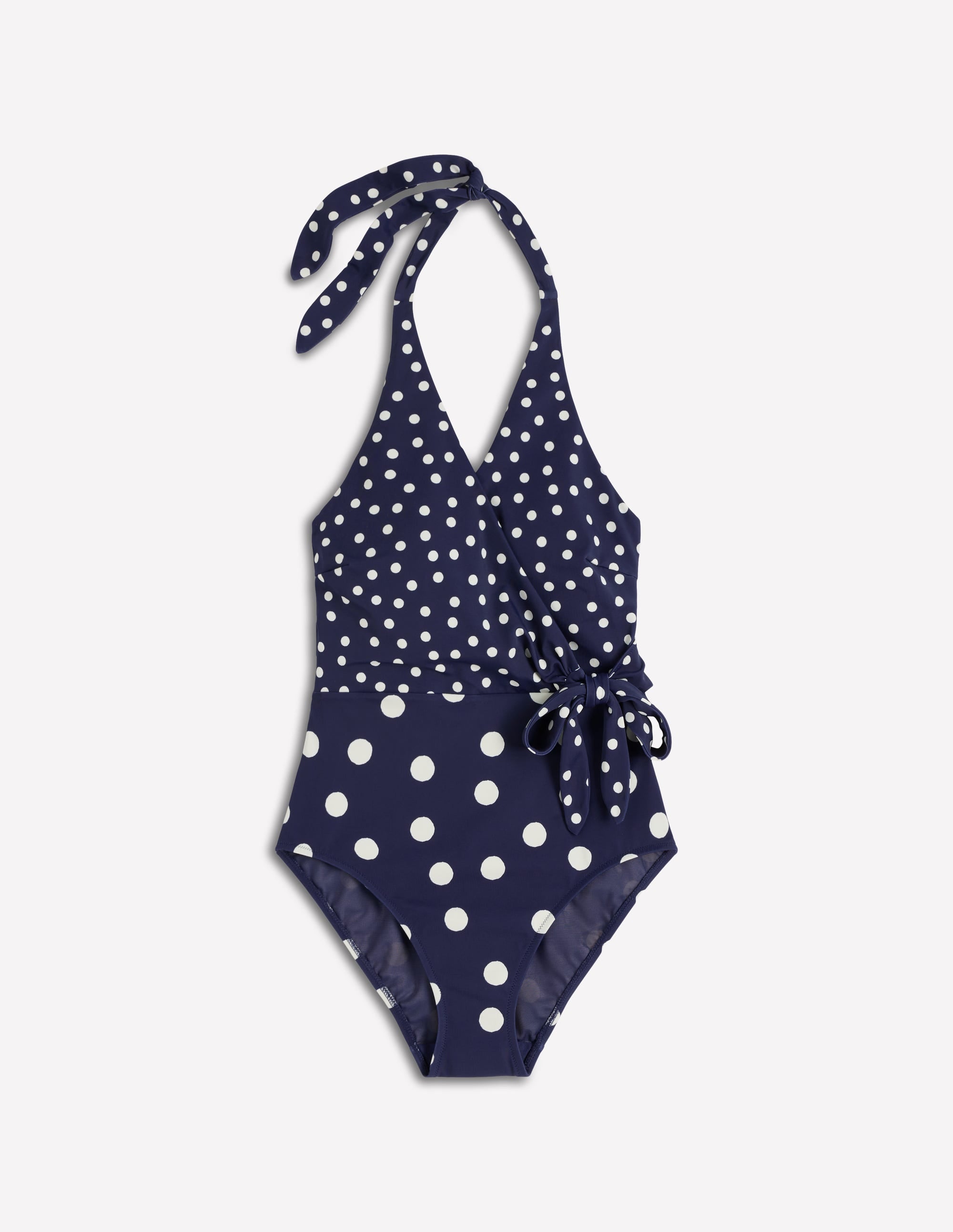 Tilos Tie Side Swimsuit-French Navy, Painted Dot