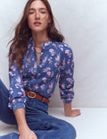 Rhea Trim  Insert Cotton Top-Blue, Blossomy Sprig