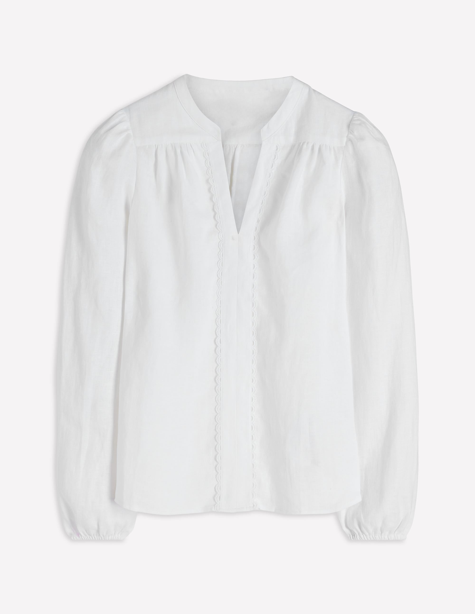 Linen Trim Insert Top-White