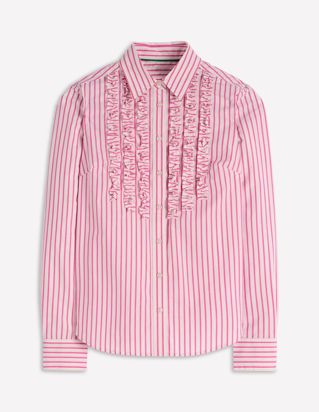 Sienna Trim Detail Shirt-Ivory, Pink stripe