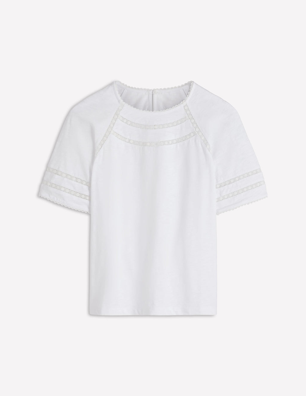 Poppy Trim Crew T-shirt-White