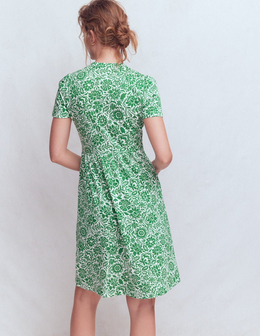 Naomi Short Sleeve Dress-Fresh Green, Meadow Scatter