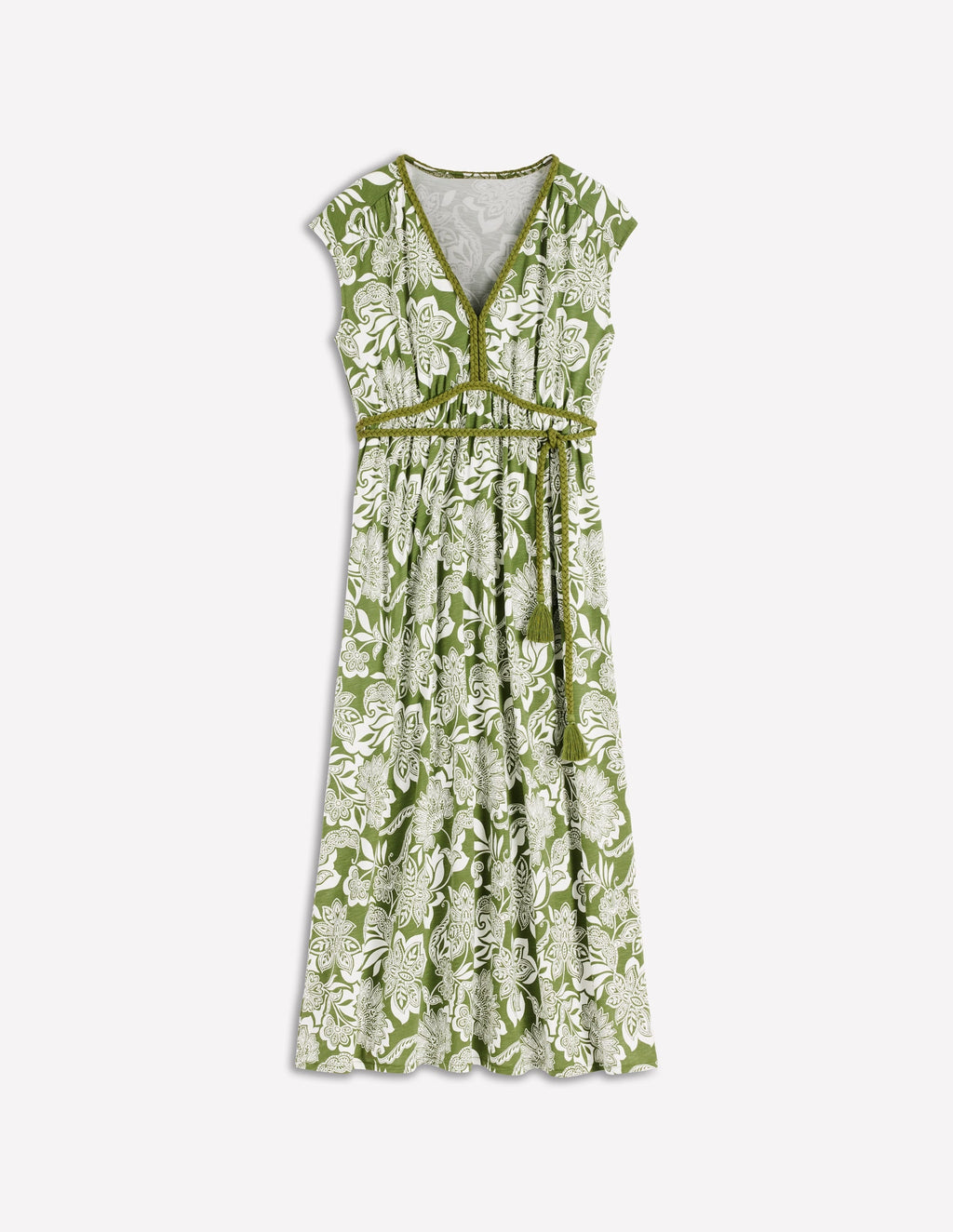 Heidi Ruched Rope Jersey Dress-Olive, Elegant Blossom