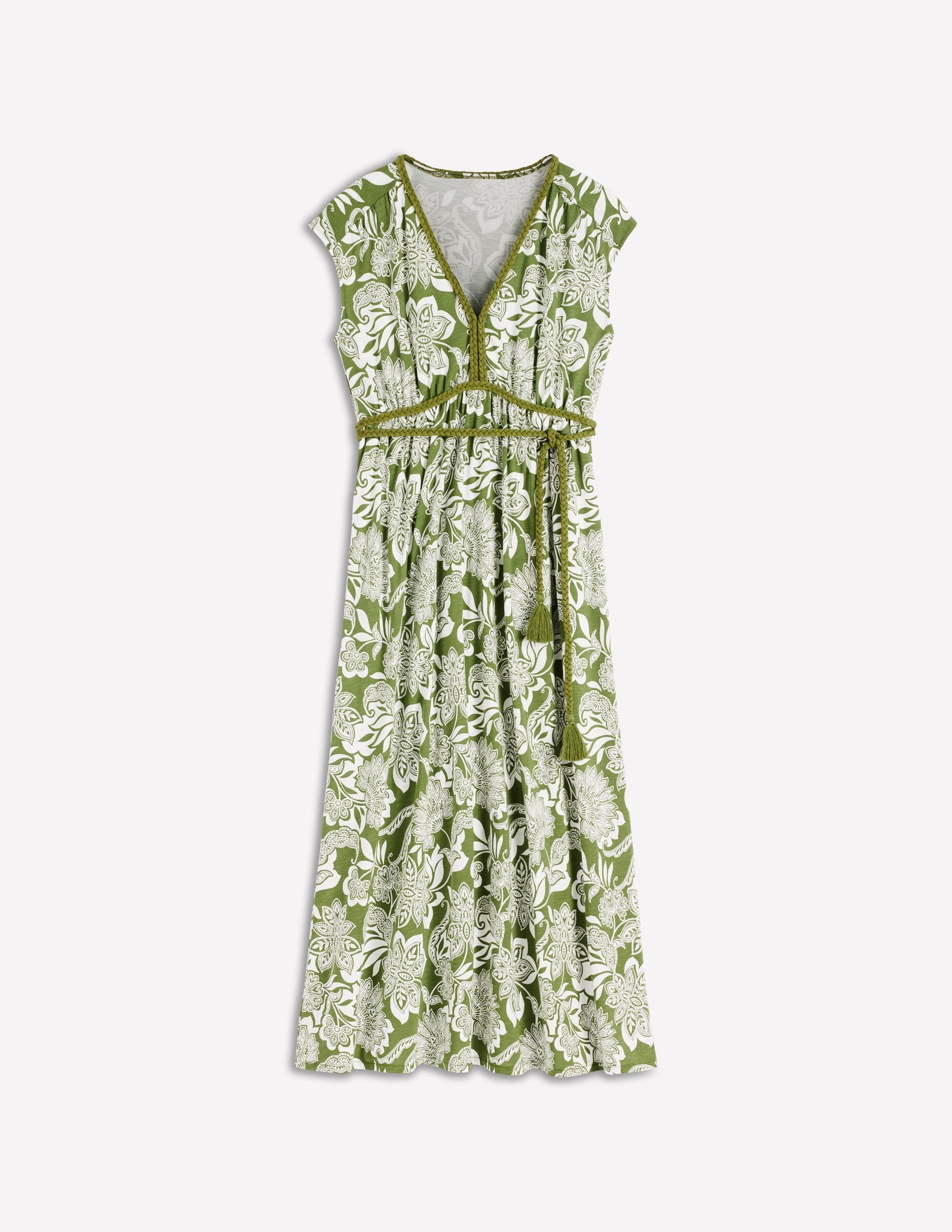 Heidi Ruched Rope Jersey Dress-Olive, Elegant Blossom