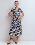 Naomi Jersey Midi Dress-French Navy, Shadow Blossom