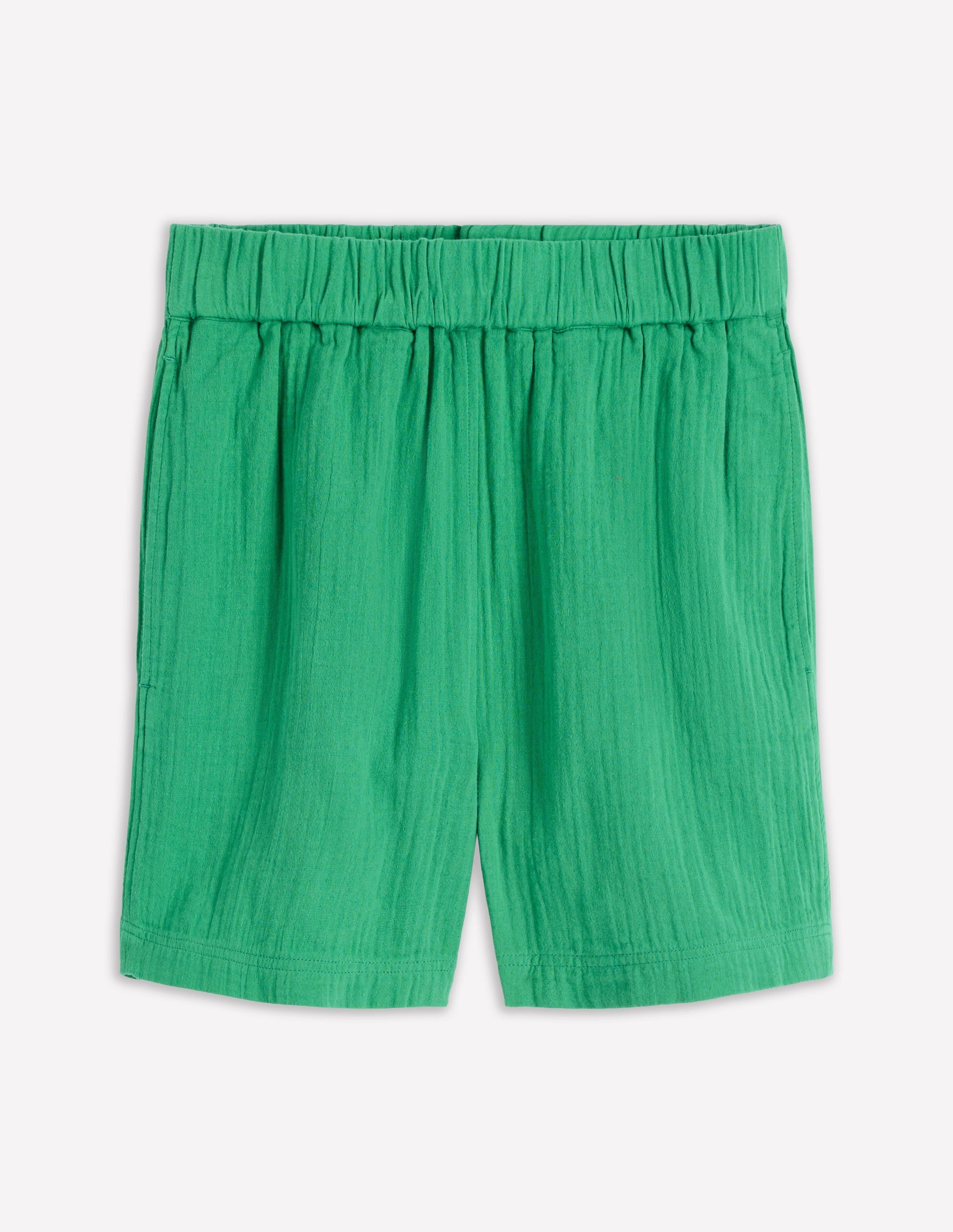 Pull On Double Cloth Shorts-Shamrock Green