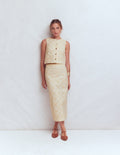 Textured Column Skirt-Ivory Broderie
