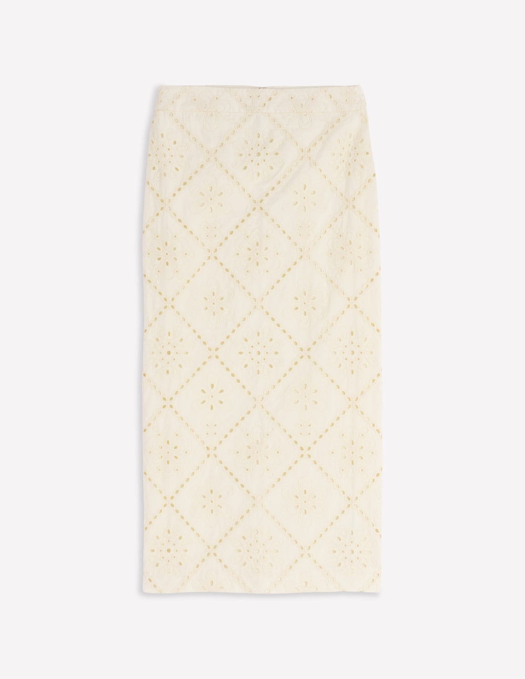 Textured Column Skirt-Ivory Broderie