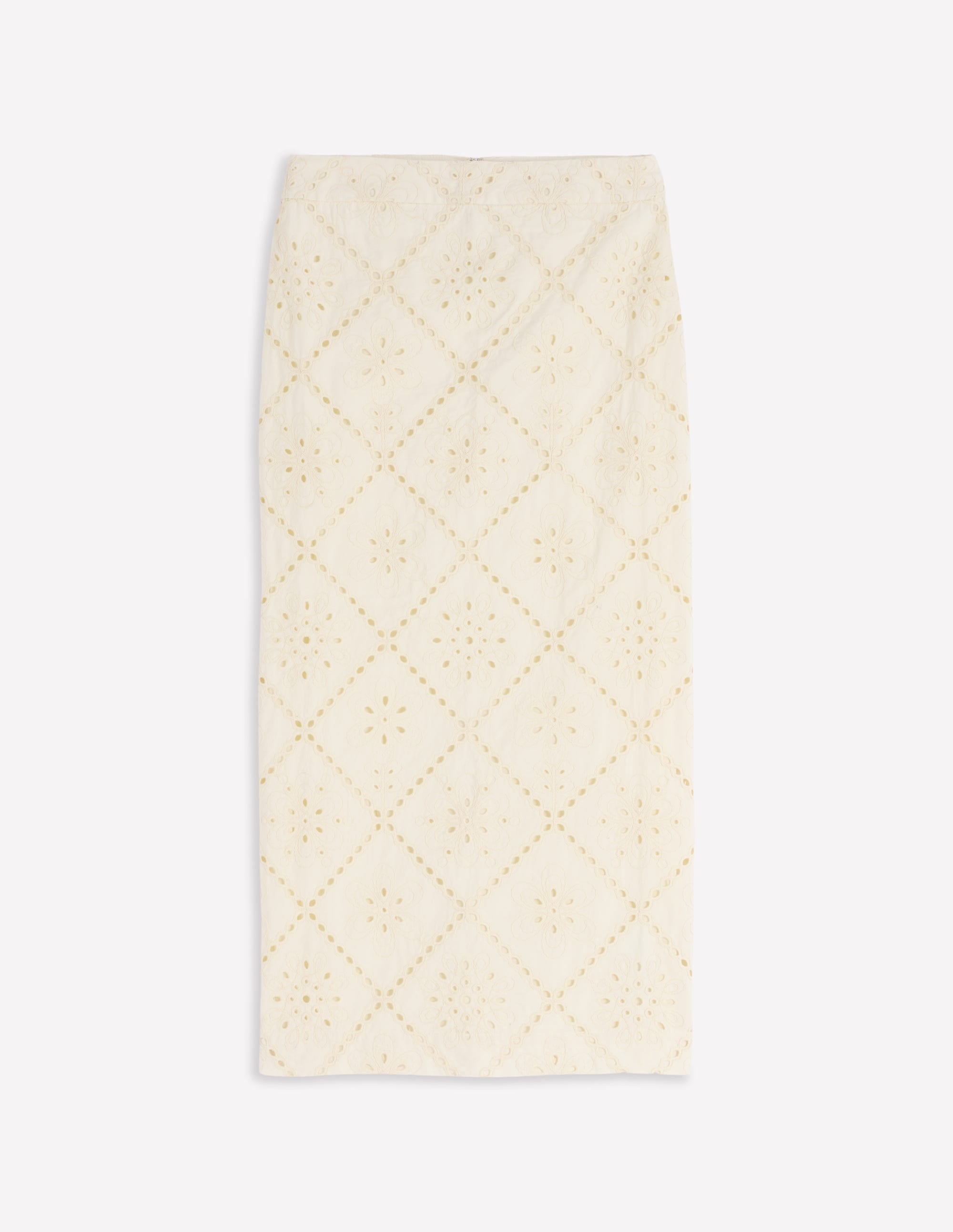 Textured Column Skirt-Ivory Broderie