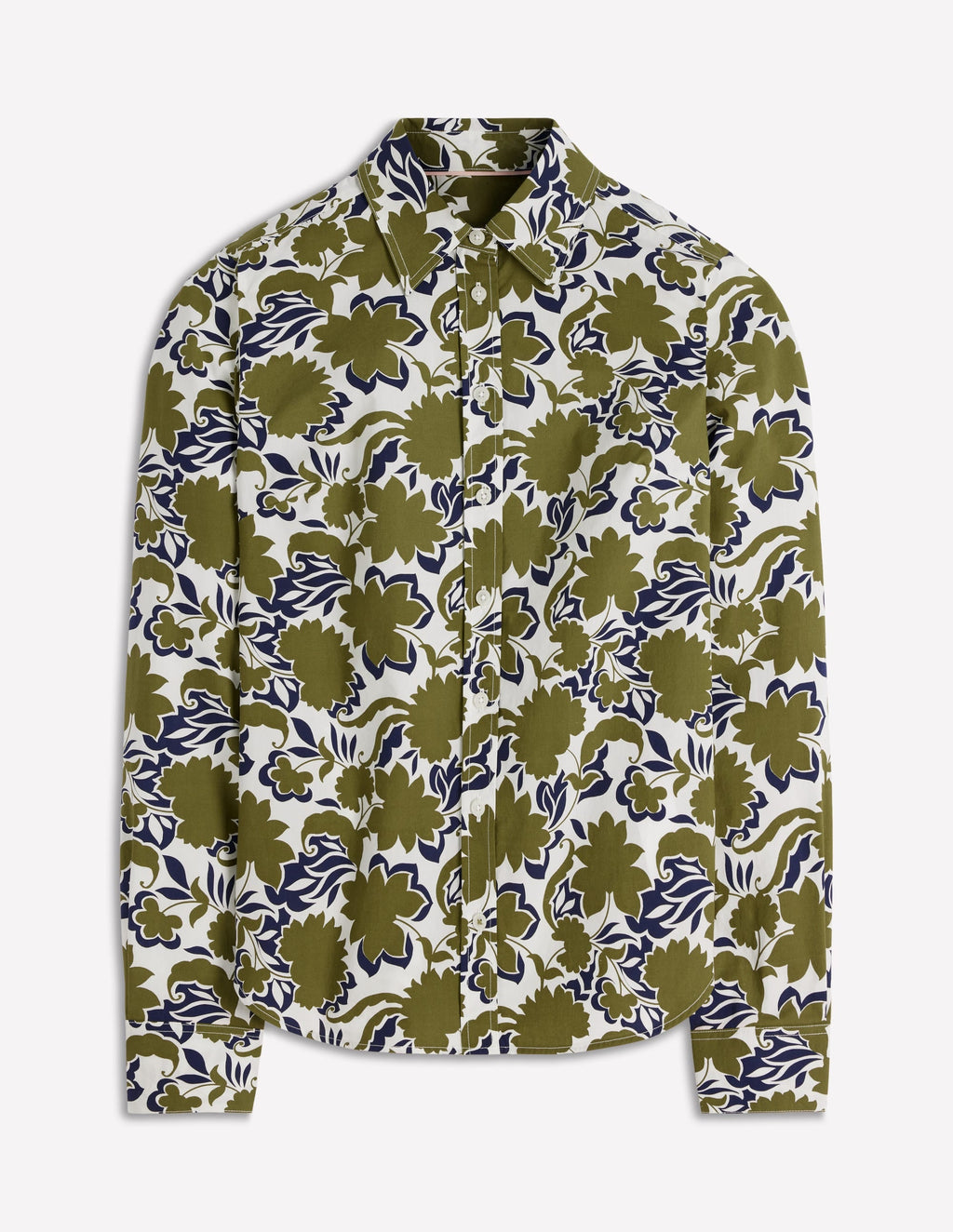 Sienna Cotton Shirt-Olive, Shadow Blossom
