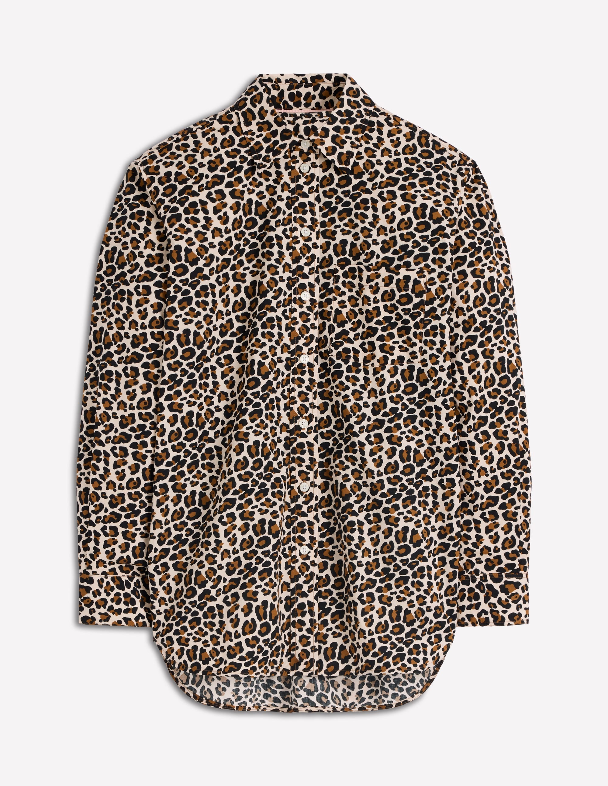 Sadie Relaxed Cotton Shirt-Soft Cream, Leopard Flow