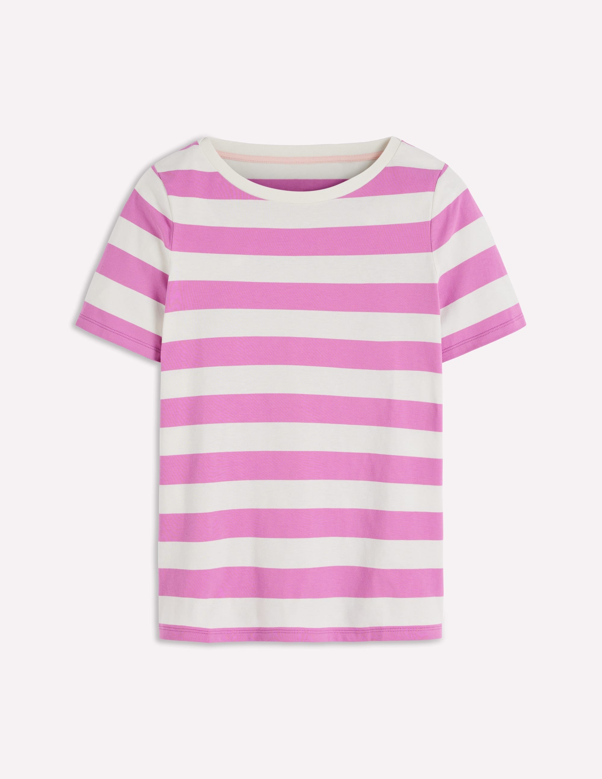 Olivia Short Sleeve Breton-Clover Purple and Ivory Stripe