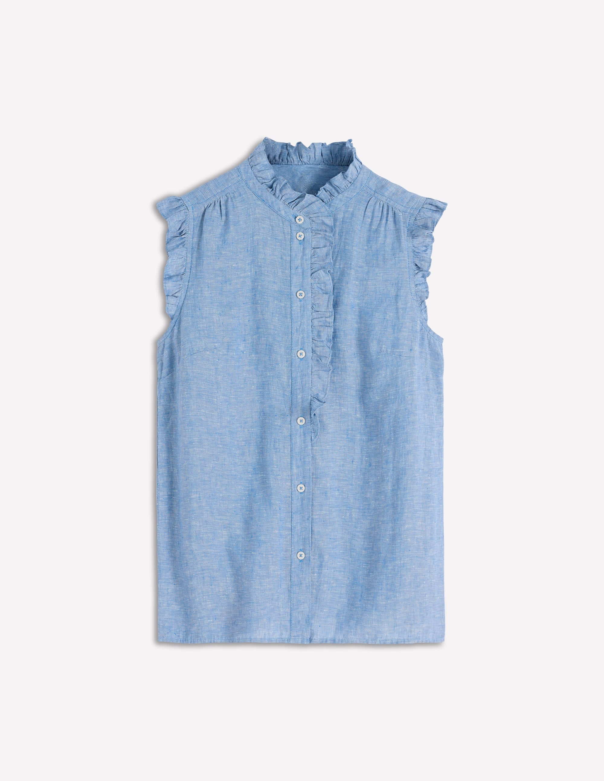 Isabel Sleeveless Linen Top-Chambray