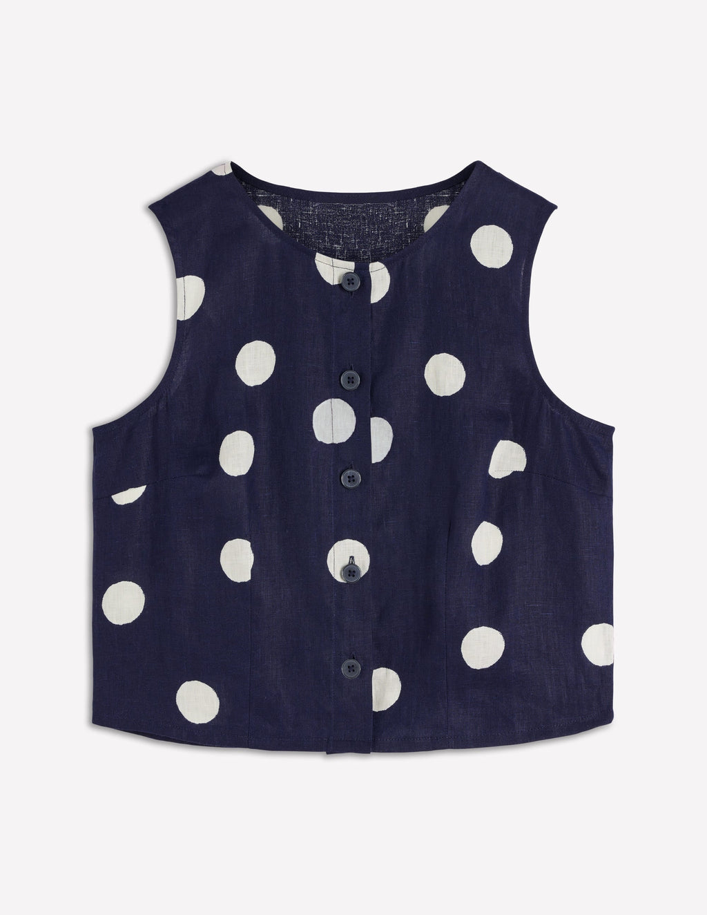 Andrea Linen Shell Top-French Navy, Painted Dot
