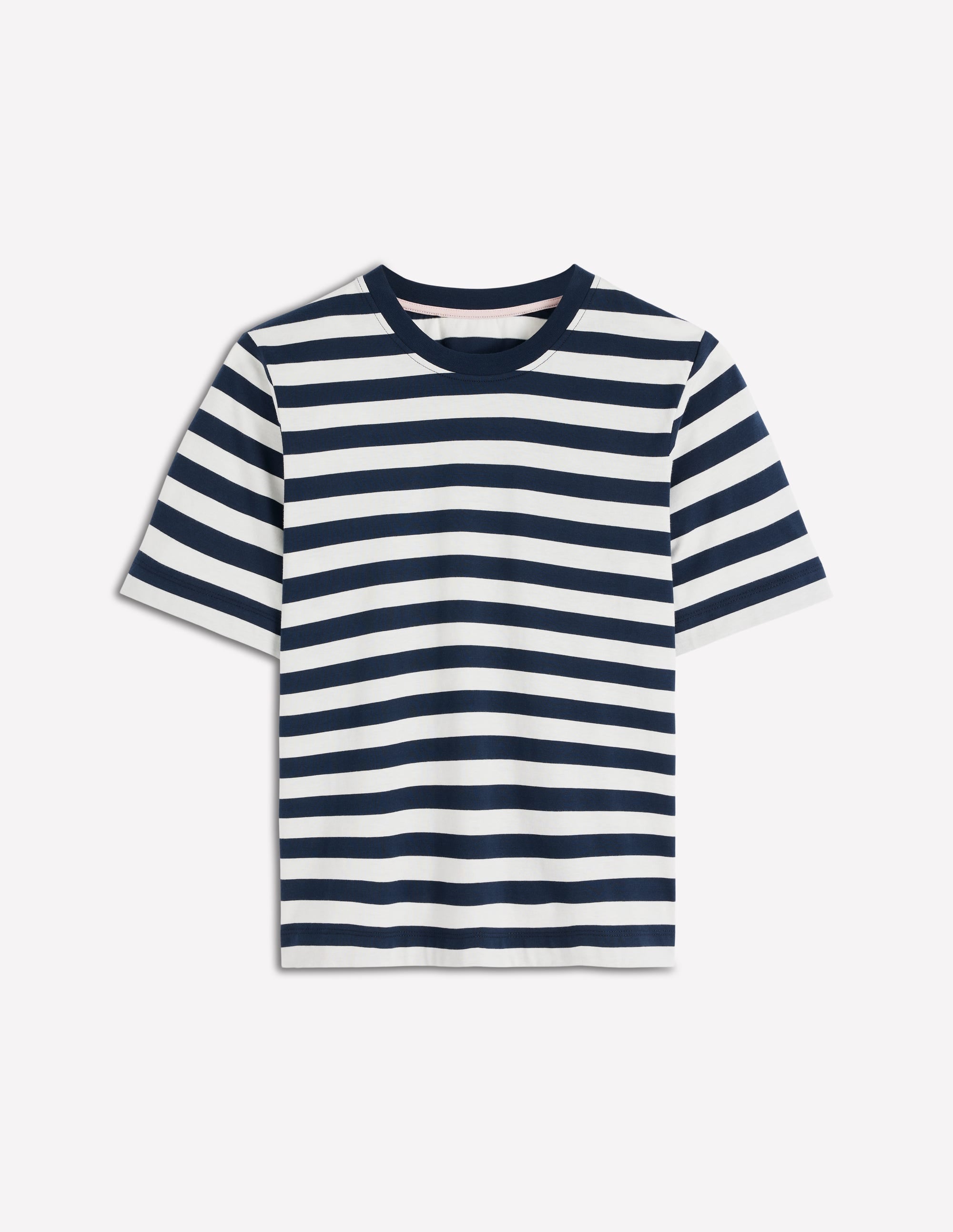 Relaxed Cotton T-shirt-Navy and Ivory Stripe