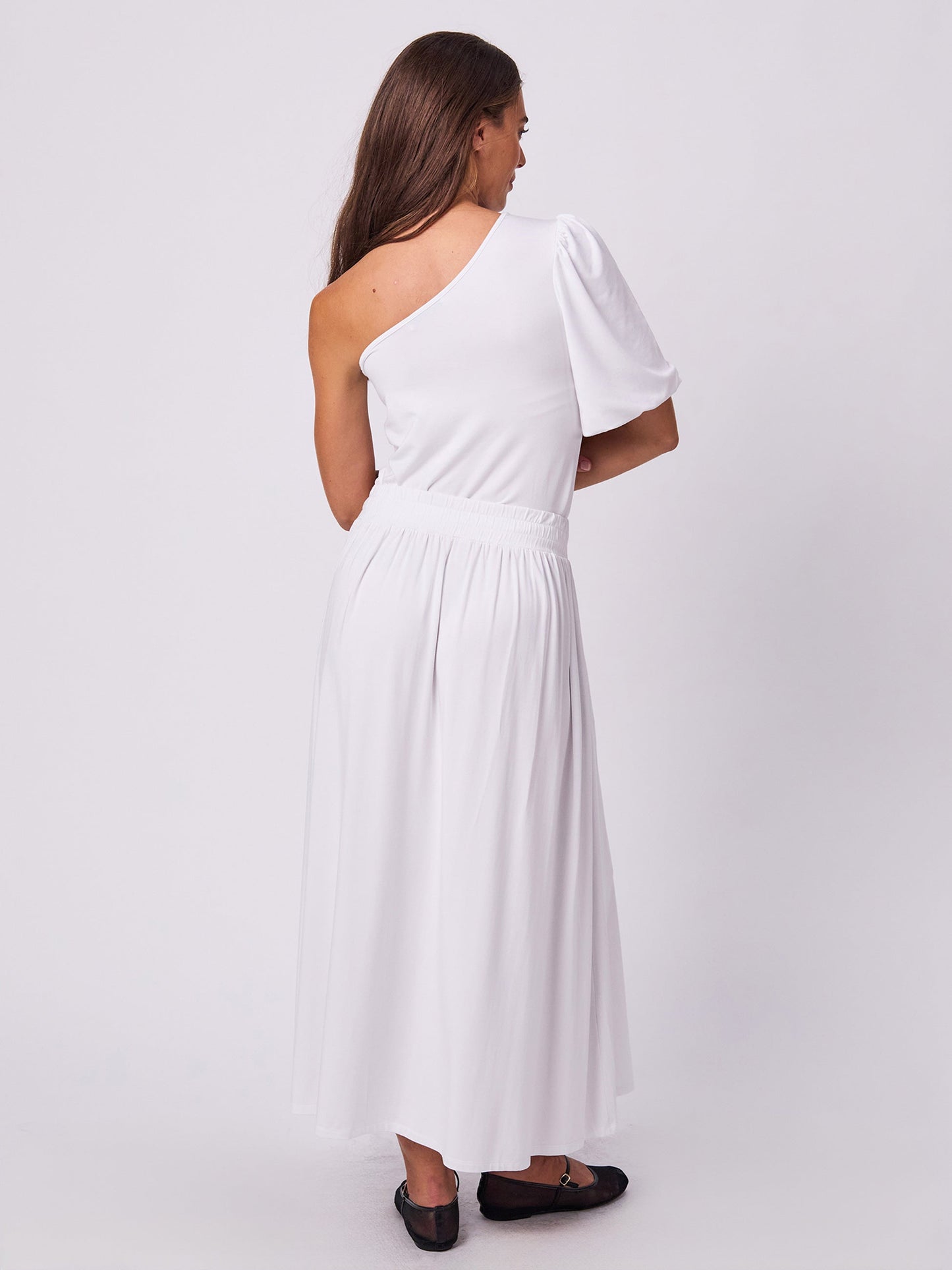 One Shoulder Bell Sleeve Top - White
